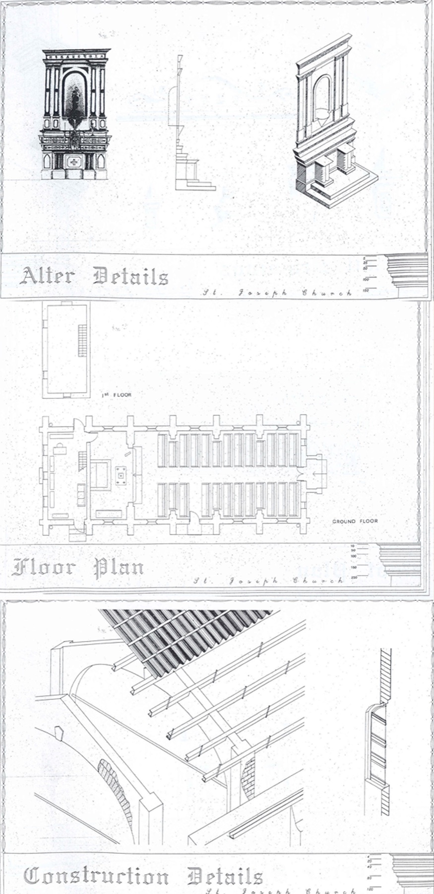 Architectural drawing of the chapel interior