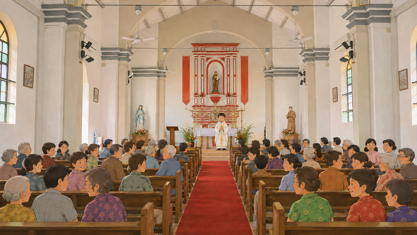 The congregation gathered inside St. Joseph's Chapel for the Patron Saint's Feast